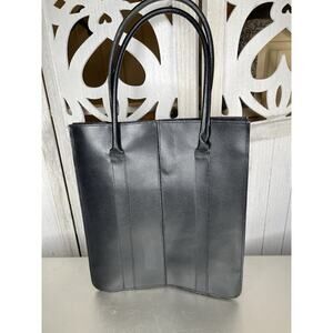 Vintage Lillian Vernon Black Leather Tote Bag Shopper Bag Hand Bag